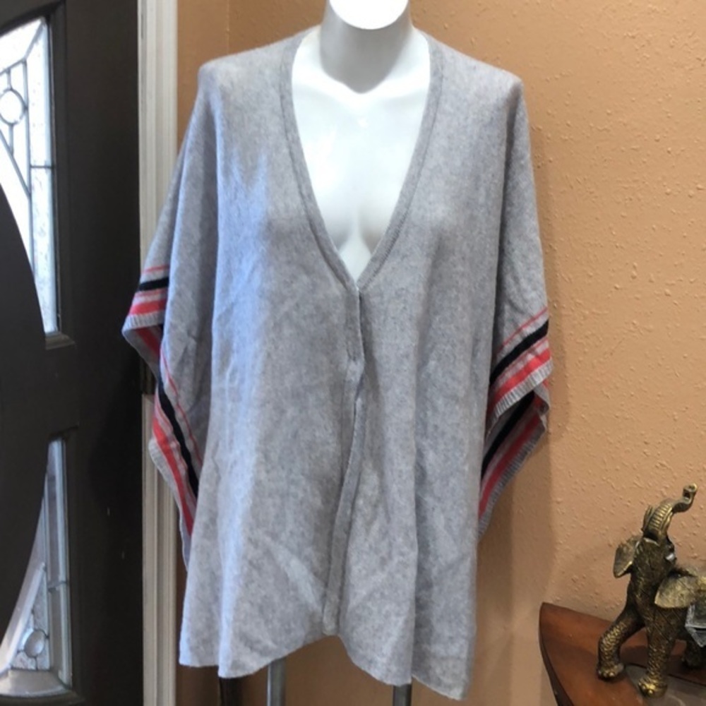 Aqua cashmere gray button up poncho